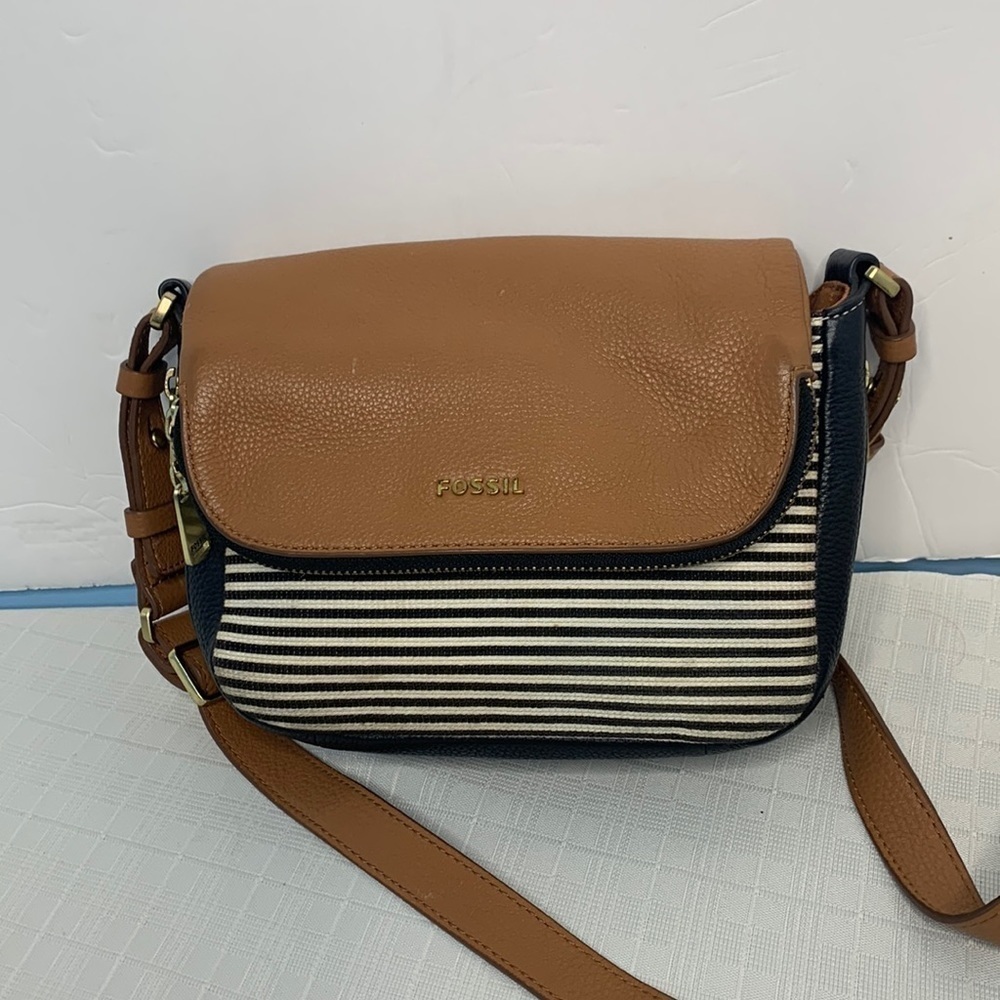 Fossil Tan Leather Preston Small Flap Crossbody